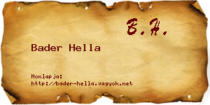 Bader Hella névjegykártya